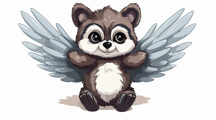 Cute Panda using wings. Animal cartoon concept isolated