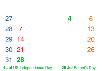 July 2024 Festive Holidays Calendar with  Week  Numbers