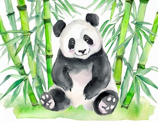 Obraz premium panda eating bamboo leaves