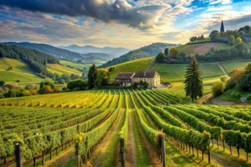 Fotobehang "Picturesque Vineyard in Countryside"  © No