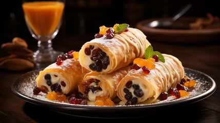 Meubelstickers A Taste of Tradition: Sicilian Cannoli - A Festive Ricotta and Chocolate Dream © Phrygian
