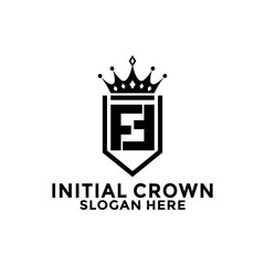 Letter FF or FFS Shield With Crown Logo design, Initial Letter Logo design template