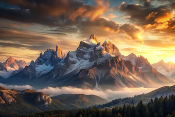 "Majestic Mountain Range at Sunrise"
