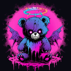 Vector neon care bear horror