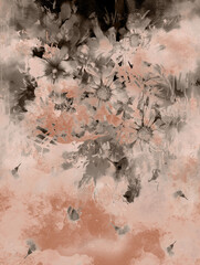 background with effect and wall texture, digital print pattern with flowers, scarf design