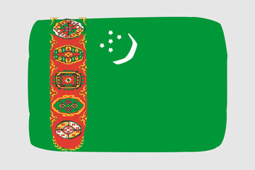 Turkmenistan flag - painted design vector illustration. Vector brush style