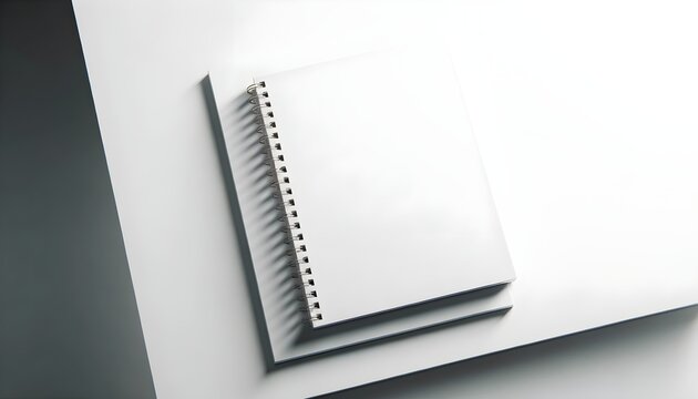 Spiral notebook mockup. Blank white cover spiral ring notebook and notepad on white table background mockup template. For presenting your designs or contents. Realistic mockups image.