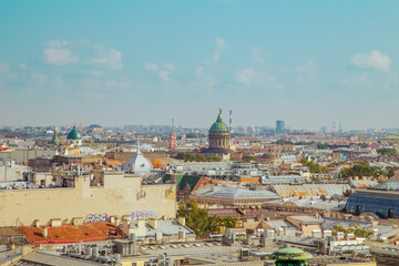 Fototapeta premium Aerial view of the historical center and the Kazan Cathedral from the colonnade of St. Isaac's Cathedral.