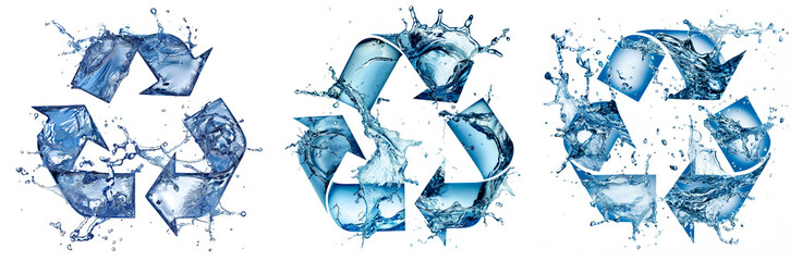 Recycling Water, Symbol made of Water (Splash), isolated on white background