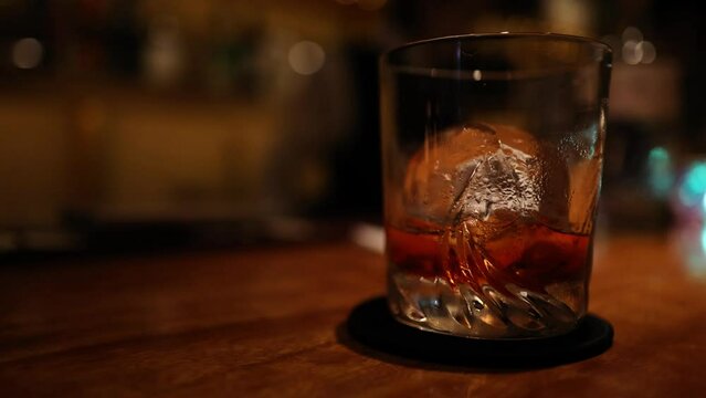 Whiskey Glass on a Bar Counter
