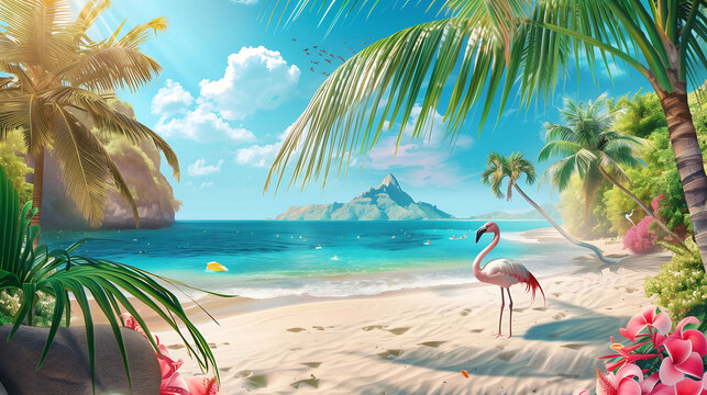 Summer beach background, with tropical beach views.
