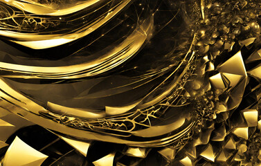  A Luxurious Black Marble Background with Liquid Patterns and a Stunning Golden Wave Splash ai generated Pro Photo