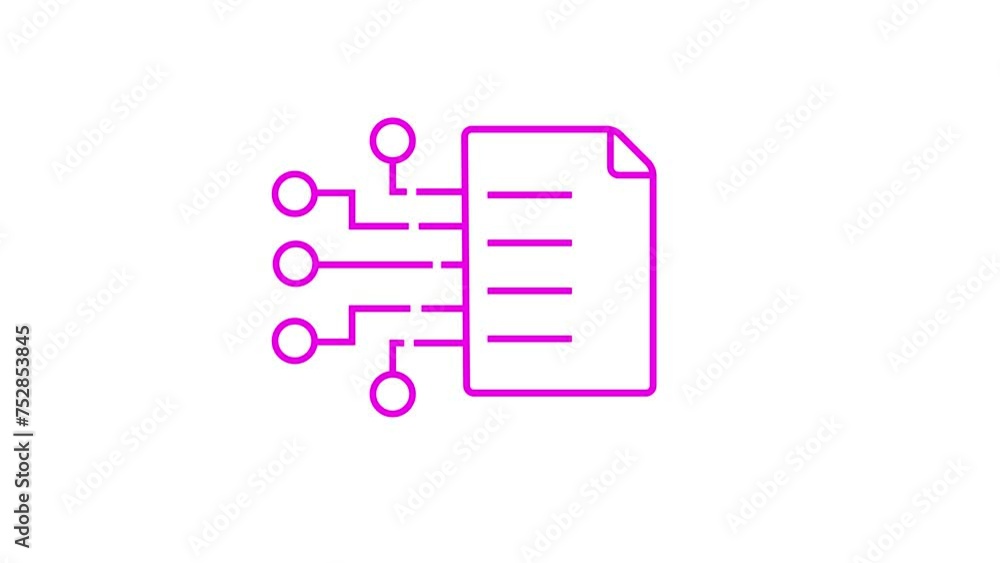 Aufkleber animated digital file white icon. electronic document line animation. file encryption. paperless off