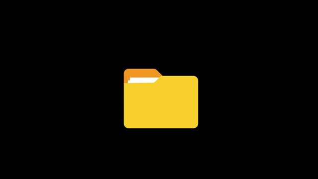 Modern flat icon with file transfer on black background. Motion graphics.