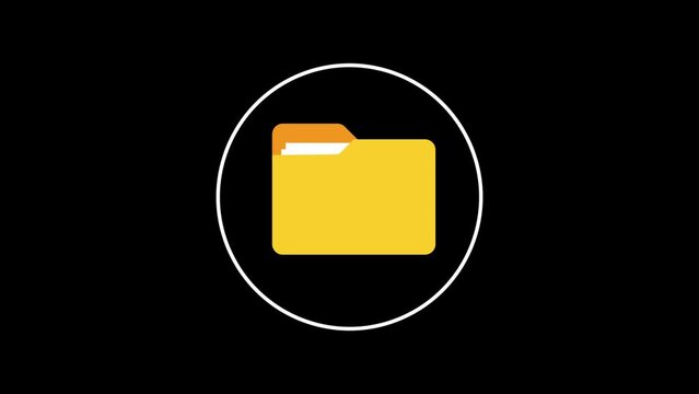 Modern flat icon with file transfer on black background. Motion graphics.