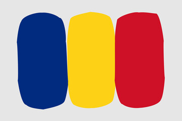 Romania flag - painted design vector illustration. Vector brush style
