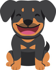 Cartoon character smiling rottweiler dog for design.