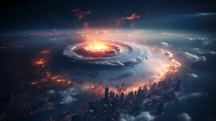 Cyclone hurricane seen from space