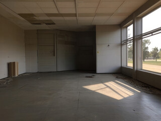 Abandoned industrial building interior, detail of corridor, industrial background