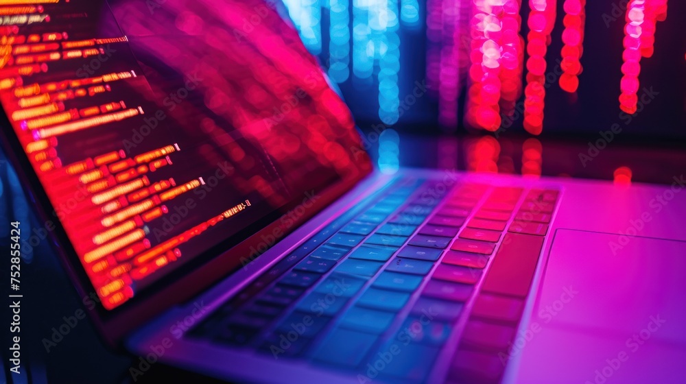 Poster monitor hacker using laptop to dark web.digital security concept