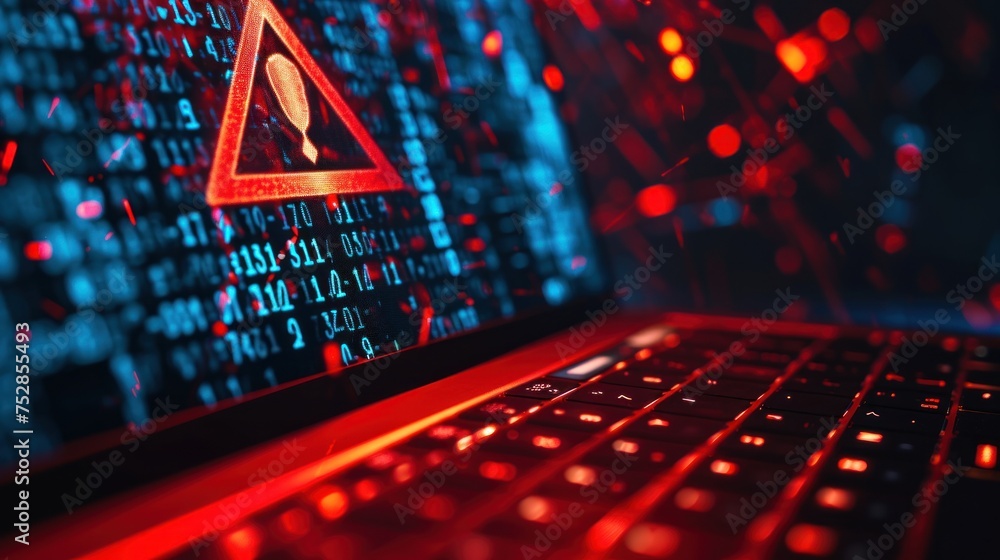 Poster monitor hacker using laptop to dark web.digital security concept