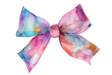Coquette bow in pastel watercolor, hand-painted with vintage elegance, set against a white background for a clear, sharp distinction