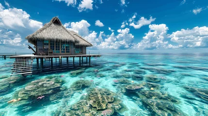 Crédence de cuisine en verre imprimé Bora Bora, Polynésie française Islands Serenade, A Dance of Sand and Sea, Where Paradise Whispers in Azure Tones