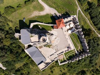 Ruins of medieval royal Rabsztyn Castle in Poland. Rabsztyn Aerial view in summer. Rabsztyn,...