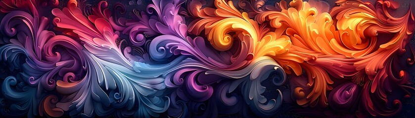 Colorful Swirled 3D Fractal Wallpaper in Digital Art Style, To provide a visually appealing and unique background for desktops, enhancing the visual - obrazy, fototapety, plakaty