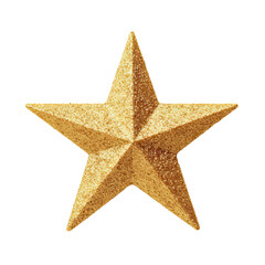 Gold Glitter Christmas Star isolated on white background.