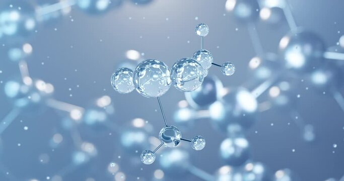 Cisplatin, rotating 3D model of chemotherapy medication, seamless looped video, molecular structure with selective focus