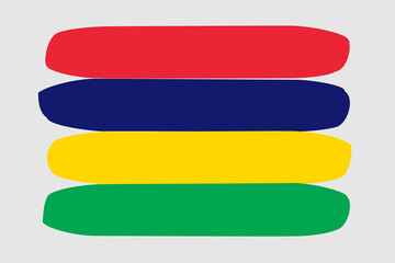 Mauritius flag - painted design vector illustration. Vector brush style