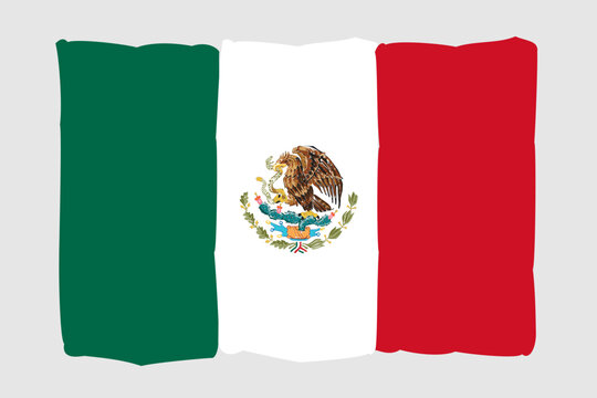 Mexico flag - painted design vector illustration. Vector brush style
