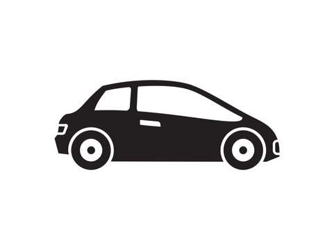 mini car icon vector isolated, side view compact vehicle model