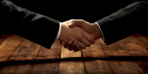 Successful business deal sealed with a firm handshake symbolizing partnership and agreement. Concept Business Negotiations, Handshake Symbolism, Partnership Agreement, Successful Deal