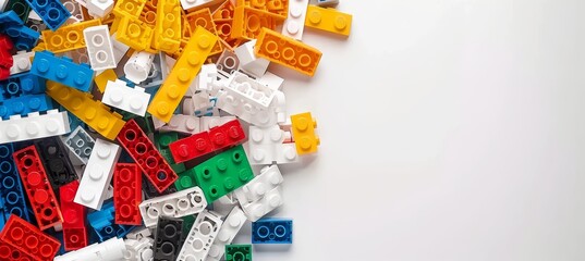 Child playing with colorful constructor blocks, high definition close up, educational toy concept.