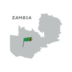 Zambia vector map with the flag inside. Map of the Zambia with the national flag isolated on white background. Vector illustration