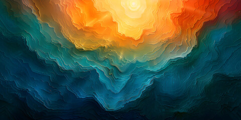 A colorful abstract background with a orange blue and a red smooth fluid waves. - obrazy, fototapety, plakaty