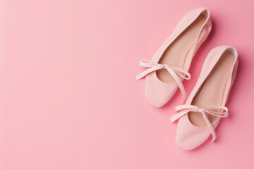 Pastel Pink Ballet Flats on Pink