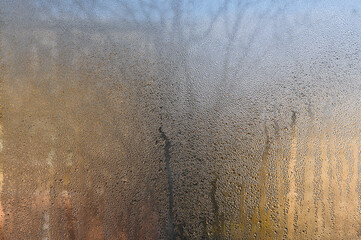 wet glass background. misted window from moisture