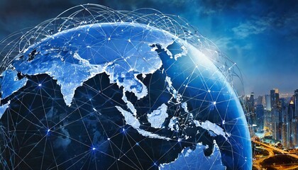 asia map network internet ,global network business,stock 
money  market , trader
 - obrazy, fototapety, plakaty