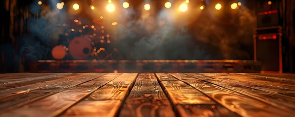 Wooden stage in focus with a blurred background of a beer cooler. Concept Photography, Stage, Beer Cooler, Wooden, Blurred Background