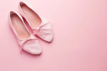 Pastel Pink Ballet Flats on Pink