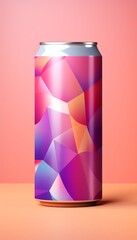 Aluminum soda can mockup on abstract background with space for text, perfect for branding purposes