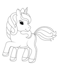 Unicorn coloring book page for kids