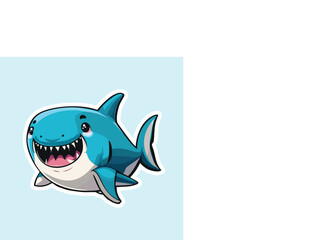 Shark vector illustration cartoon mascot blue marine ocean fish animal predator danger