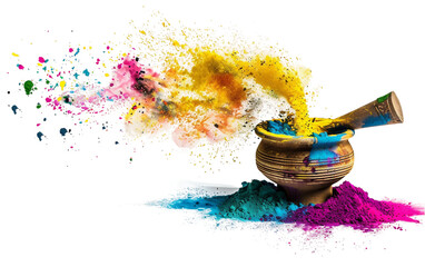 Holi Festival Poster Embracing Traditional Motifs Isolated on Transparent Background PNG.