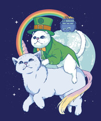 Cat St Patricks Unicorn T-shirt