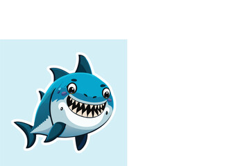 Shark vector illustration cartoon mascot blue marine ocean fish animal predator danger