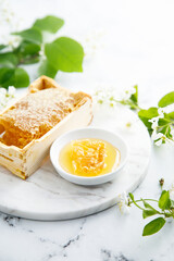 Organic honey with honeycomb